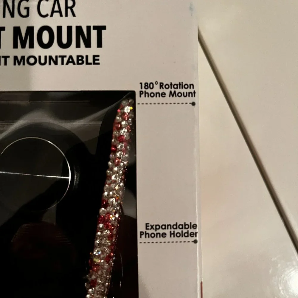 Pink and White Crystal Bling Car Vent Phone‎ Mount (new) (w/a/x)